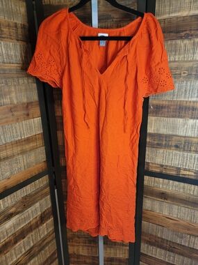 Old Navy Orange Eyelet Midi Dress